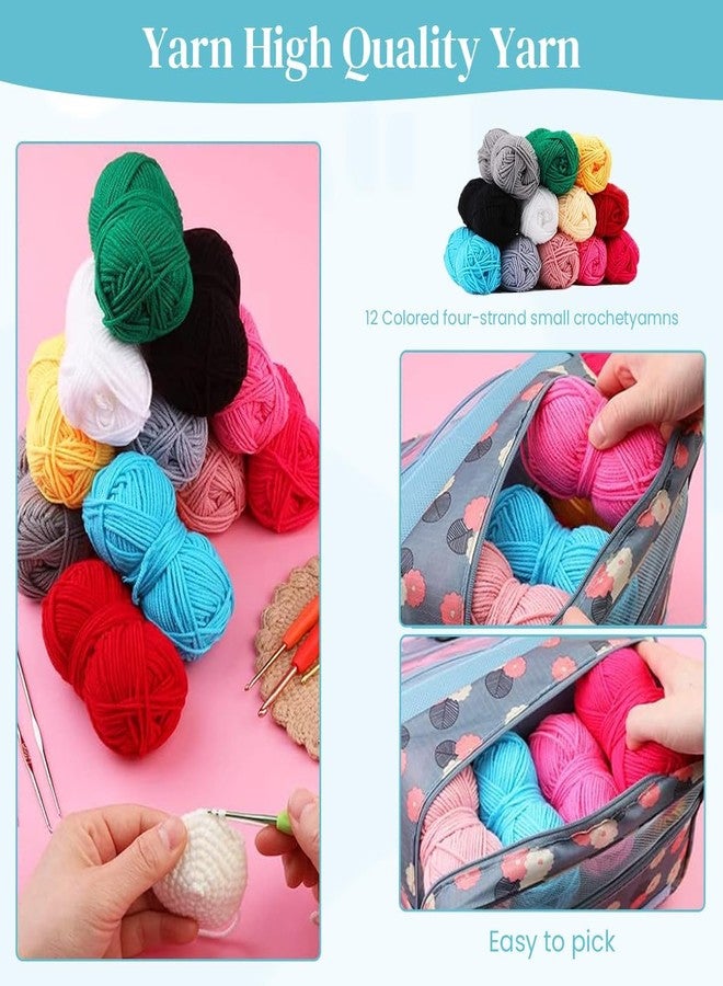 MGNLR مجموعة MGNLR للكروشيه مكونة من 130 قطعة للمبتدئين والبالغين، تتضمن مجموعة خيوط، وأدوات يدوية، ومجموعة إبرة وخطاف، ومجموعة لصنع الزهور والتطريز والحرف اليدوية، بالإضافة إلى حقيبة أدوات، وهي من الإكسسوارات المنزلية الأساسية. - Image 4